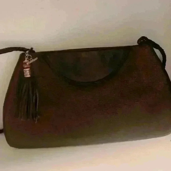 Brighton Women's Brown TwoTone Leather Magnetic Closure Clutch CrossBody Handbag - Picture 8 of 16